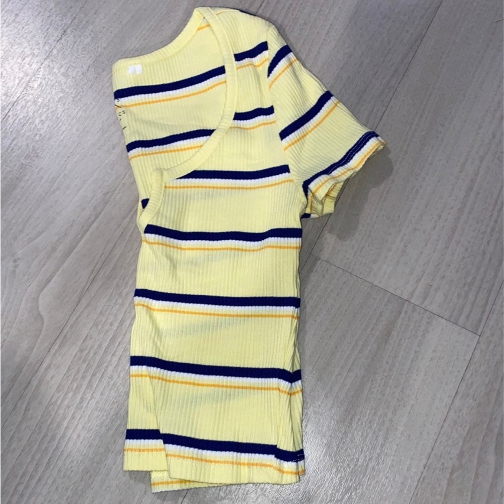 Yellow Striped Pacsun Cropped Top Size XS - Picture 3 of 4